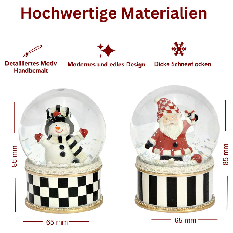 Art-Deco-Paket - 5 Nostalgie Schneekugeln in drei Größen