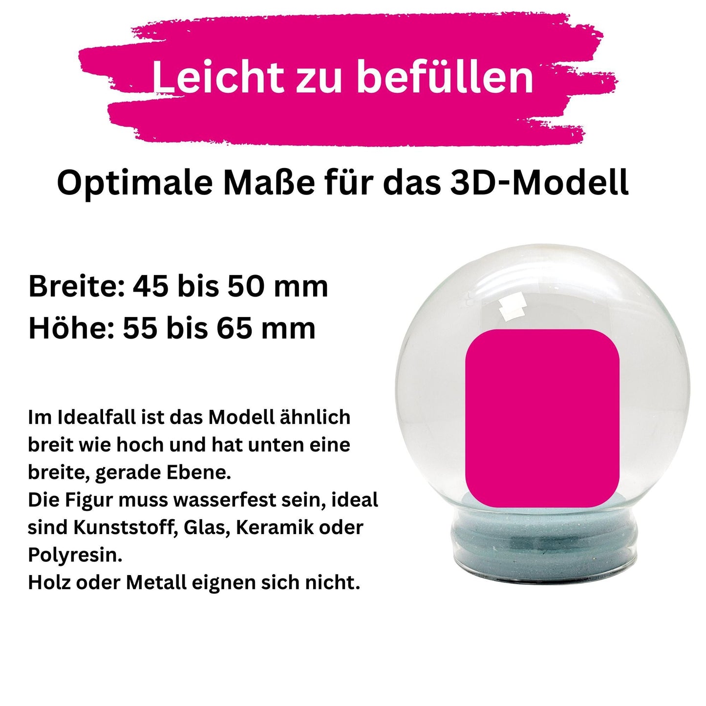 100mm Bastelset Sockel kupfer antik mit DIY - Schneekugel für Spieluhr - 1x Schnee - Schneekugelhaus