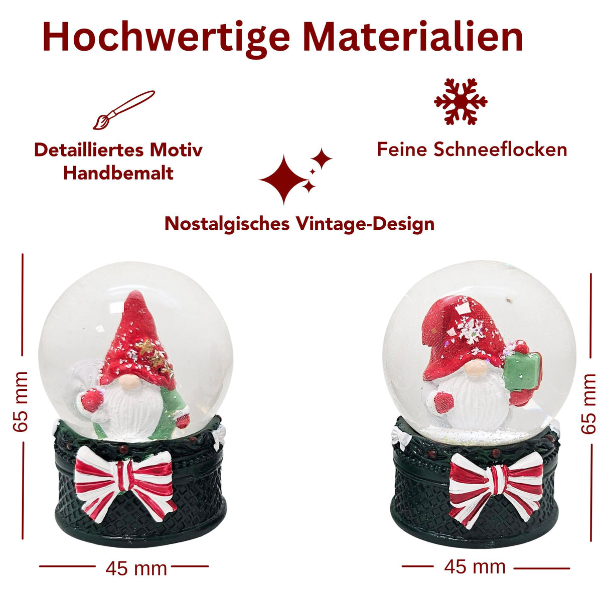 Rehe-Dekopaket - 3 Nostalgie Schneekugeln in zwei Größen