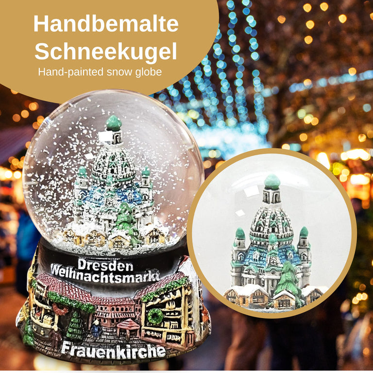 Souvenir Schneekugel Weihnachtsmarkt  Dresden Rathaus B: 6,5 H: 8,5