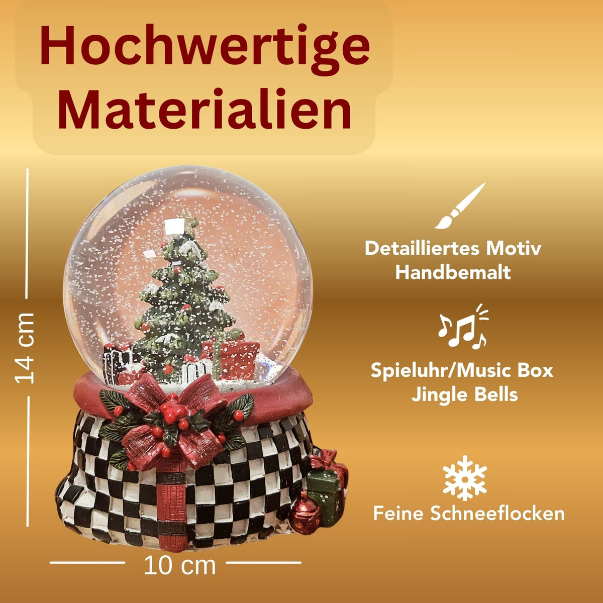Art-Deco-Paket - 5 Nostalgie Schneekugeln in drei Größen - Schneekugelhaus