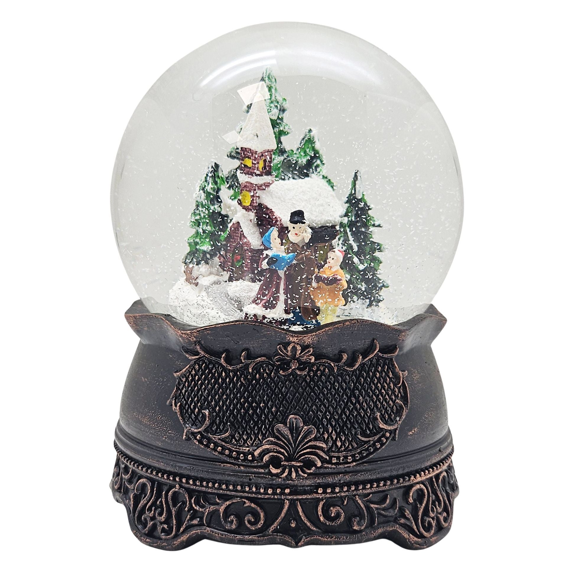 Dekopaket - Nostalgie Schneekugel Kupfer Antik mit 4 Schneekugeln in mehreren Größen - Schneekugelhaus