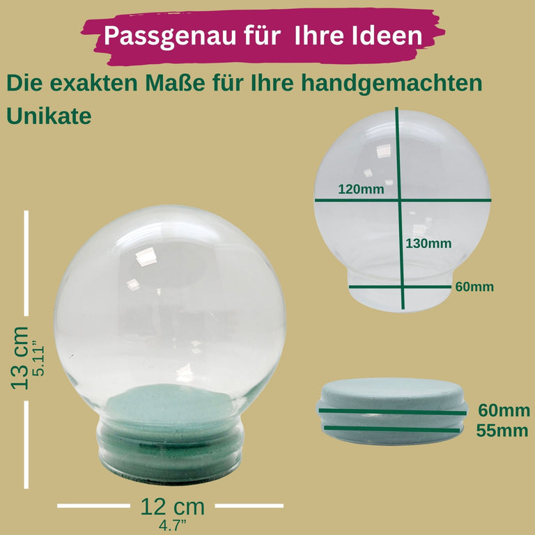 DIY-Reparatur-Komplettset für Glas-Schneekugel 120 x 130 mm mit Schnee, Kleber, Sekundenkleber und Fertigmischung Glitzer (Kopie) (Kopie) (Kopie) - Schneekugelhaus