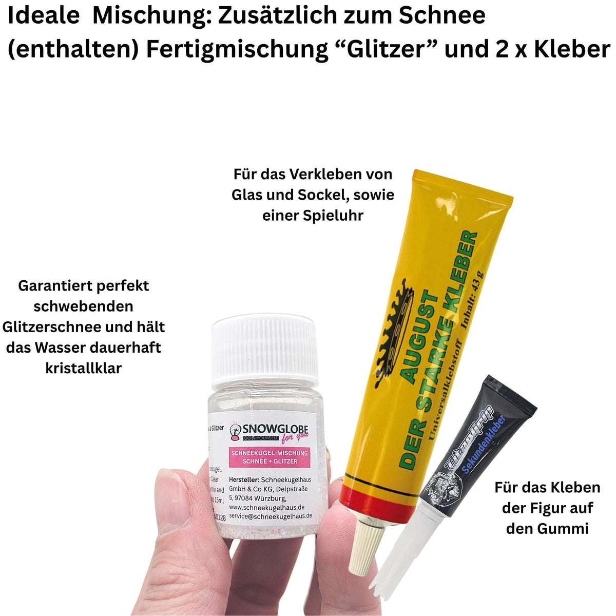 DIY Schneekugel-Set „Party-Pack“ (5er Vorteilspack) weiß - oval - Schneekugelhaus