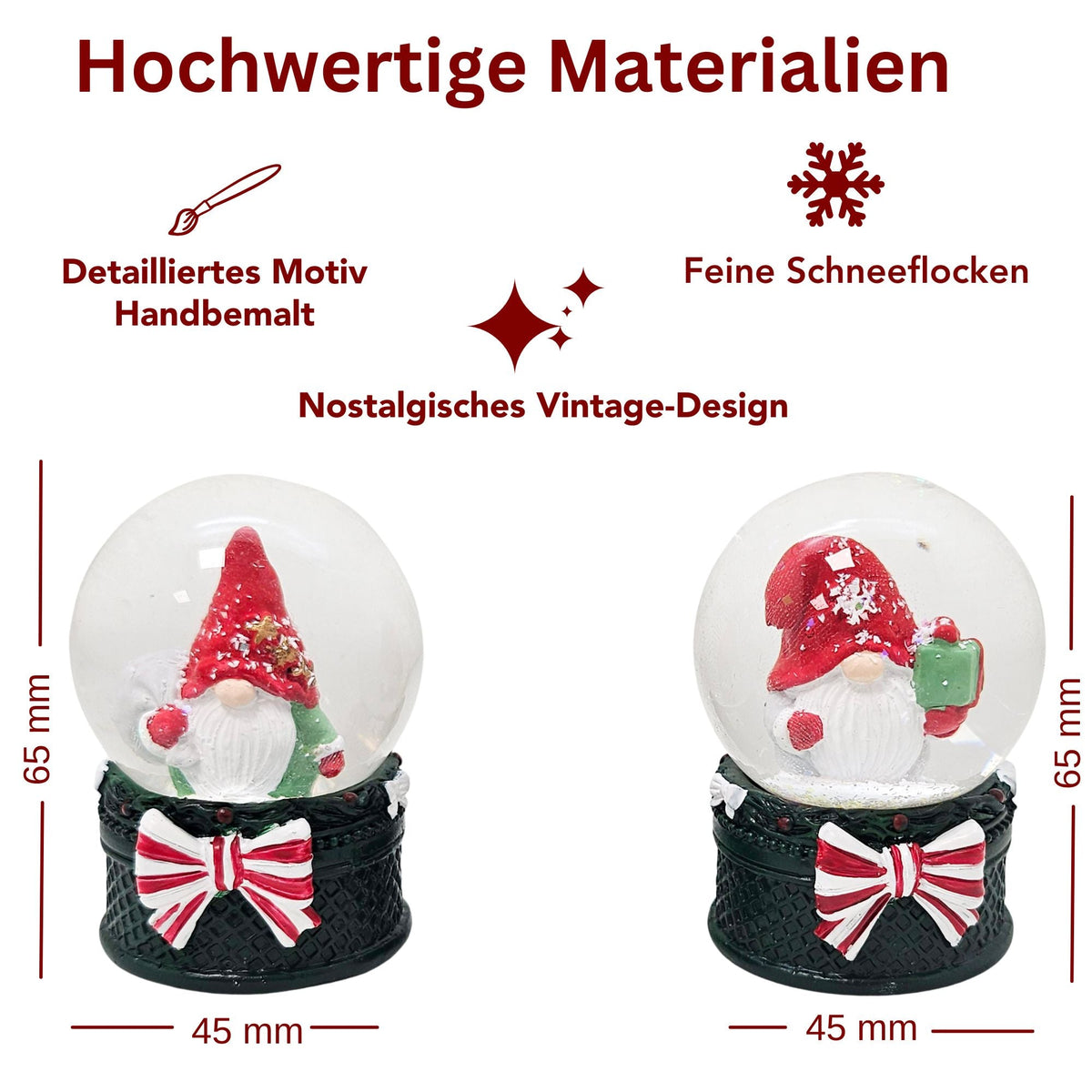 Dunkles-Deko-Paket - 5 Nostalgie Schneekugeln in einer Größe - Schneekugelhaus