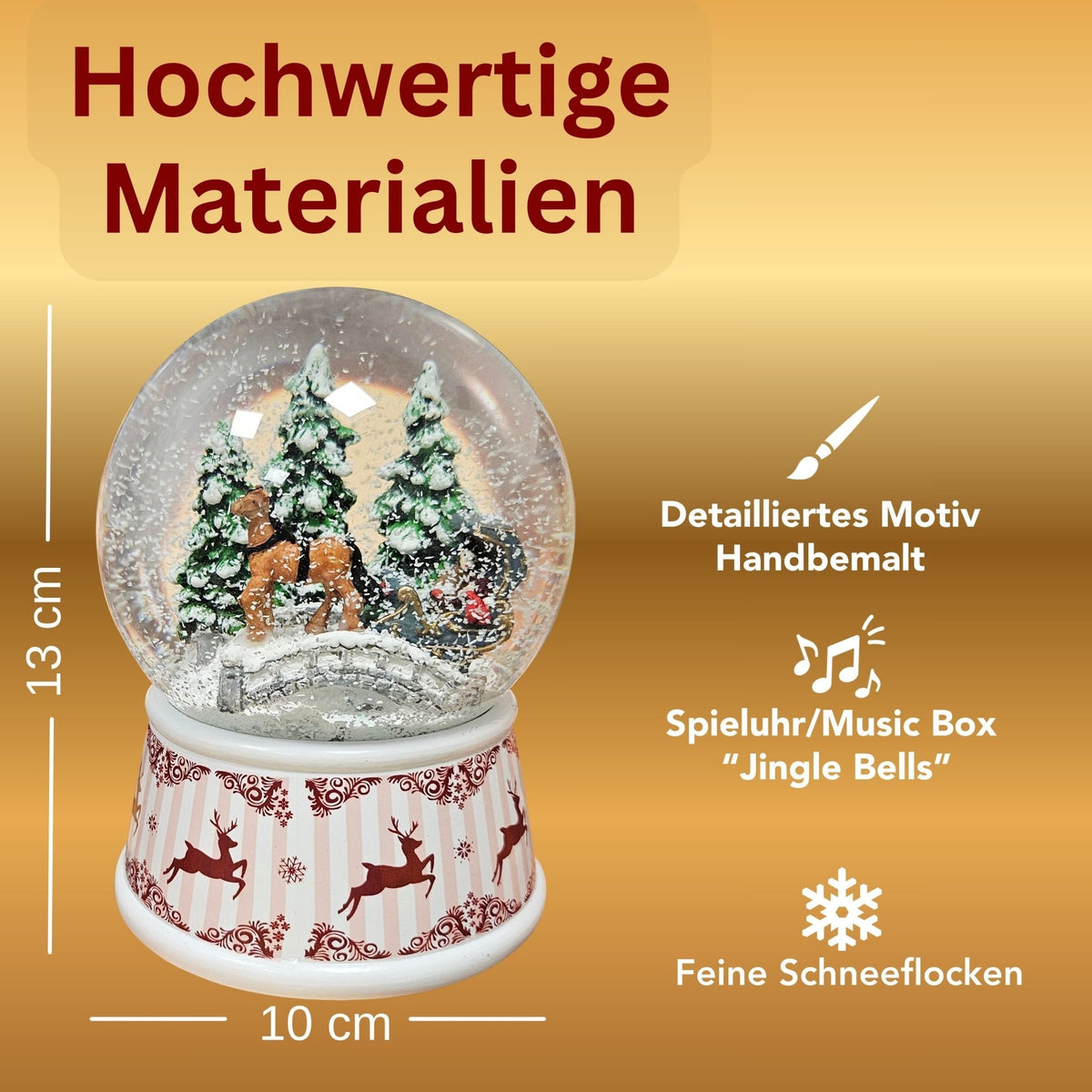 Nostalgische Schneekugel Kutsche Brücke Hüttenzauber 100 mm Durchmesser mit Spieluhr - Schneekugelhaus