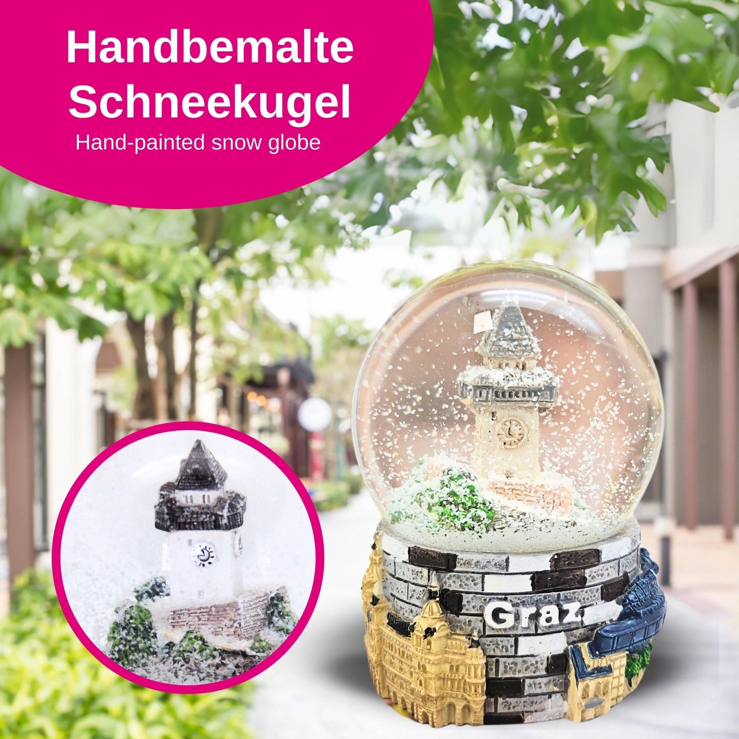 Souvenir Schneekugel Graz Österreich Uhrturm - Schneekugelhaus