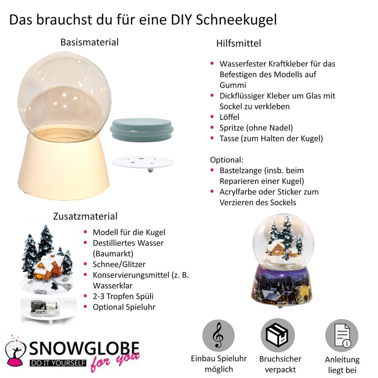 Spieluhr für Schneekugel Winter Wonderland auf Platte 8,0 cm - Schneekugelhaus